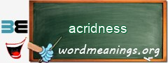 WordMeaning blackboard for acridness